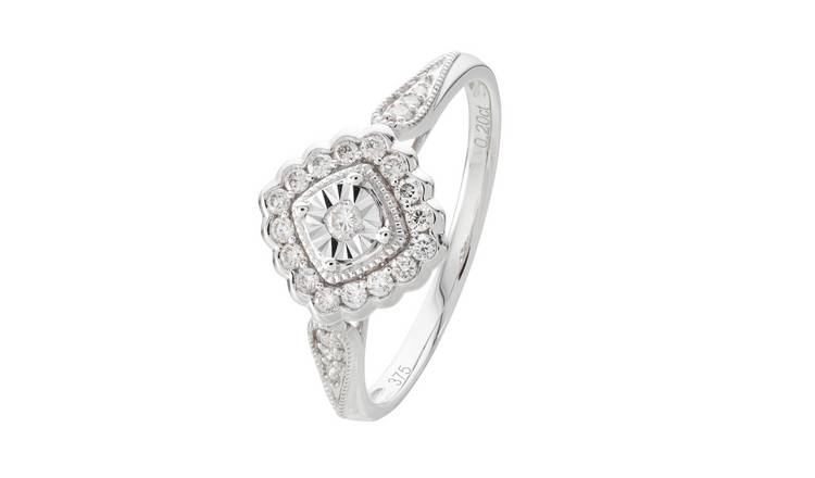 Revere 9ct White Gold 0.20ct Diamond Engagement Ring - S