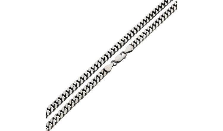Revere Men's Sterling Silver Oxidized Curb Necklace