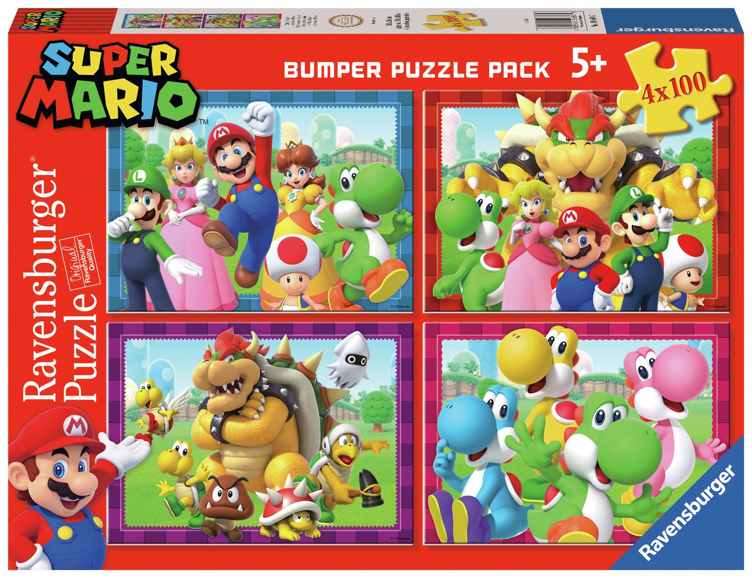 Super Mario 4 X 100 Piece Bumper Jigsaw Puzzle Pack