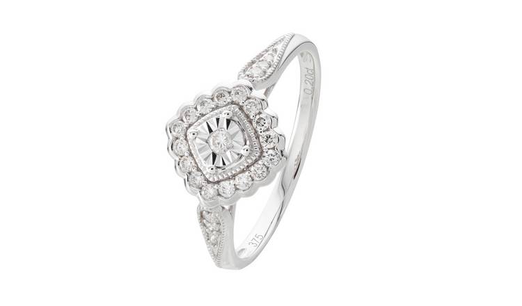 Revere 9ct White Gold 0.20ct Diamond Engagement Ring - N