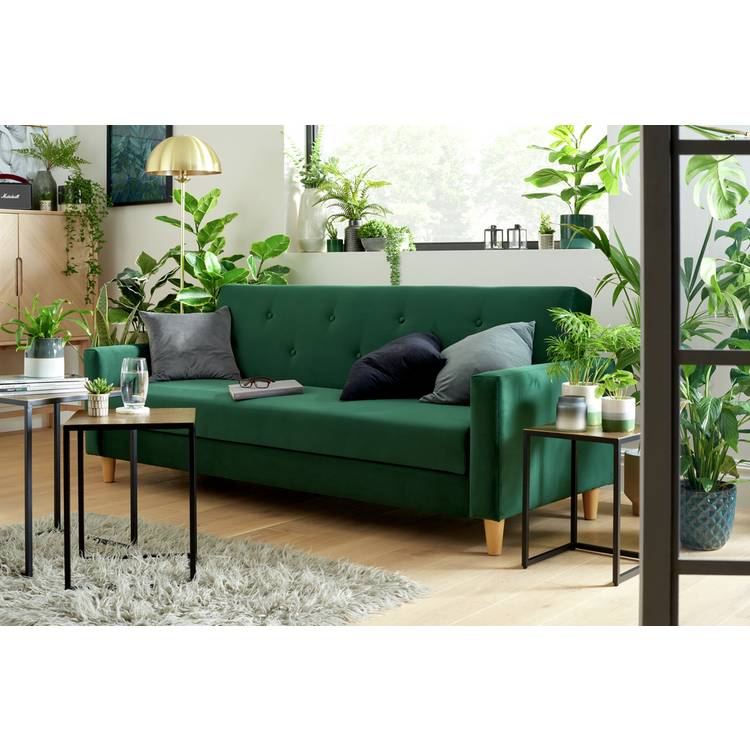 Habitat Brooks Fabric 3 Seater Clic Clac Sofa Bed - Green 0