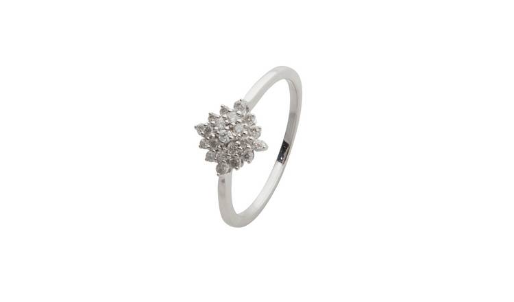 Revere 9ct White Gold 0.25ct Diamond Cluster Ring - T