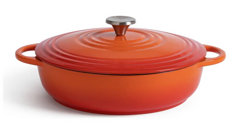 Buy Habitat 4 Litre Cast Iron Shallow Casserole Dish - Orange