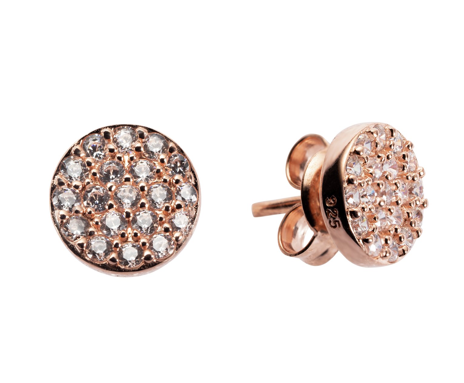 Revere Rose Gold Plated Silver Cubic Zirconia Stud Earrings