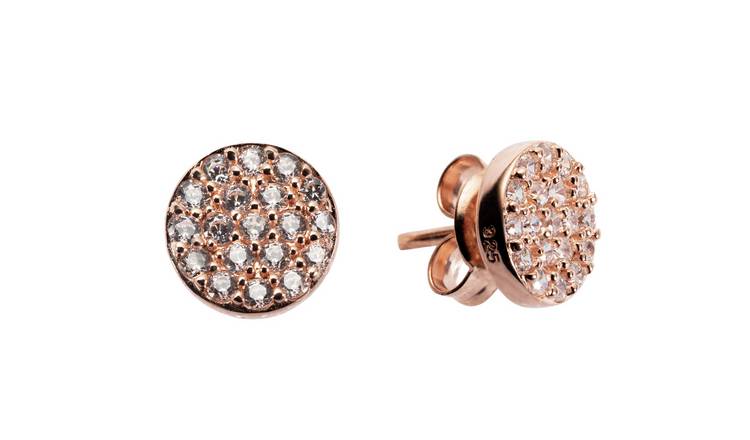 Buy Revere Rose Gold Plated Silver Cubic Zirconia Stud Earrings ...