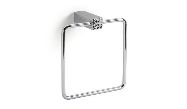 Argos Home Faceted Wall Mounted Towel Ring - Chrome