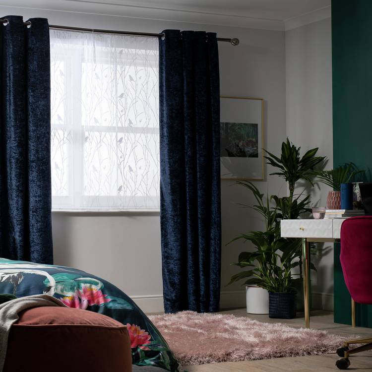 Habitat Sheer Bird Net Pencil Pleat Curtains - White 0