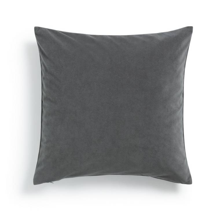 Habitat Matte Velour Soft Plain Cushion - Grey - 43x43cm 0