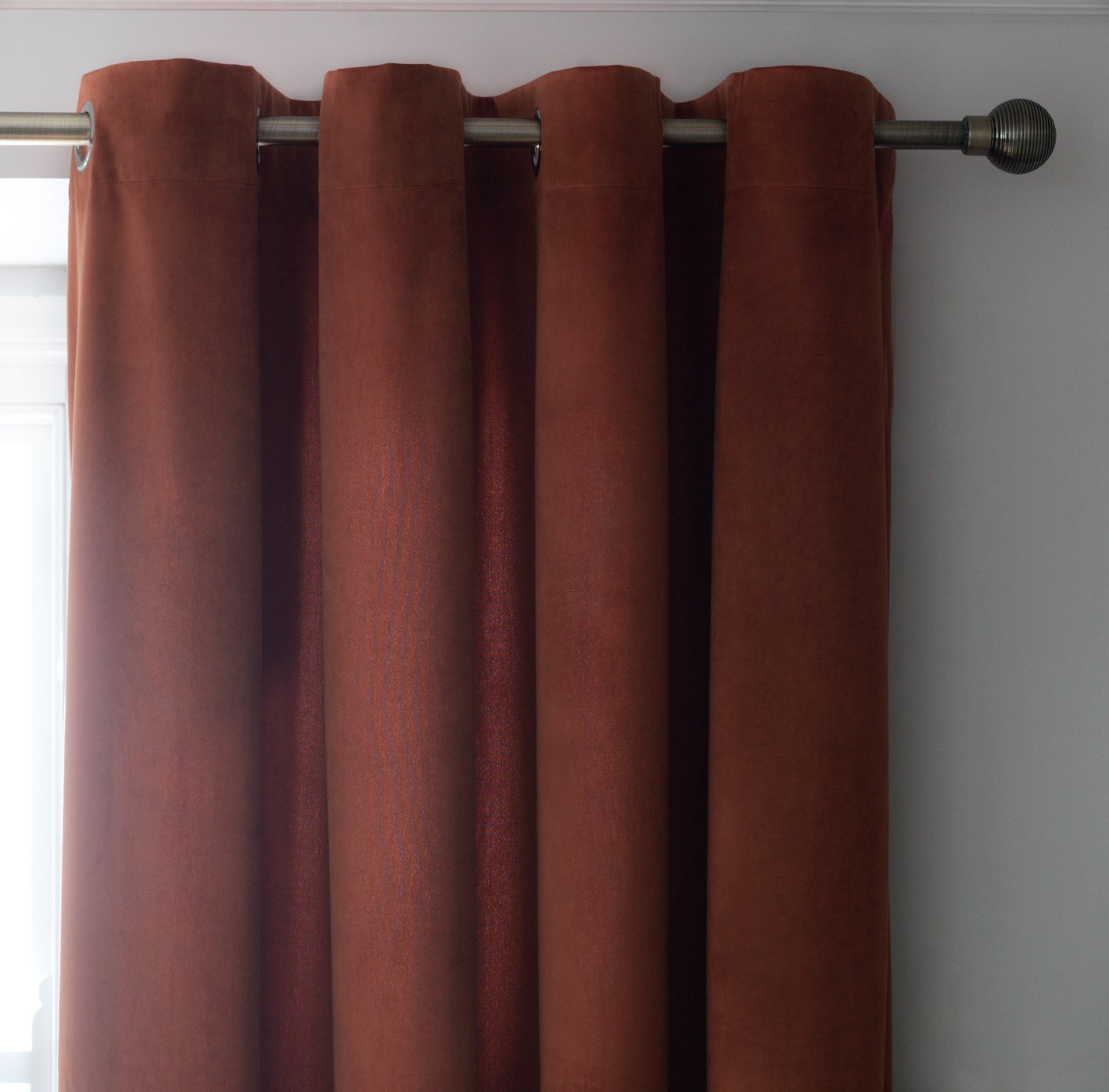 Habitat Matte Velvet Eyelet Curtains Burnt Orange 