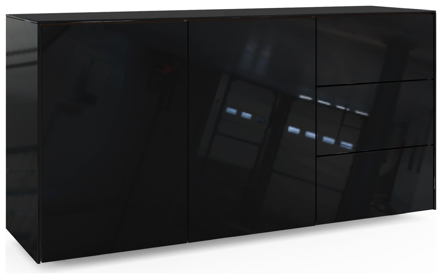 Frank Olsen Intel Smart 2 Door 3 Drawer Sideboard - Black
