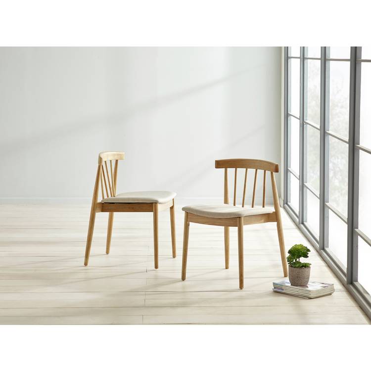 SBN Goran Pair of Solid Wood Chair - Natural 0
