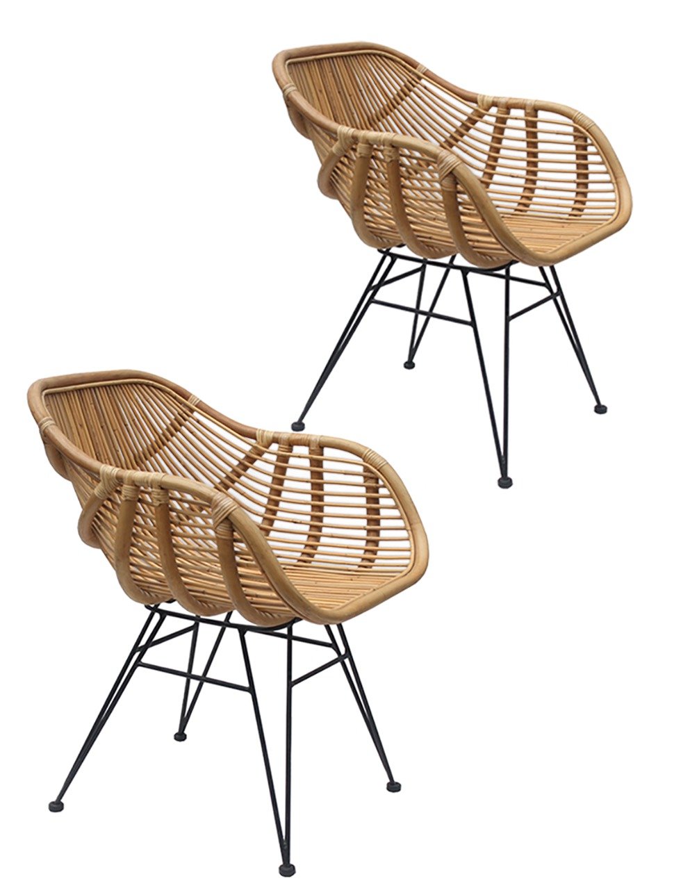 SBN Bodan Pair of Metal Dining Chairs - Light Wood