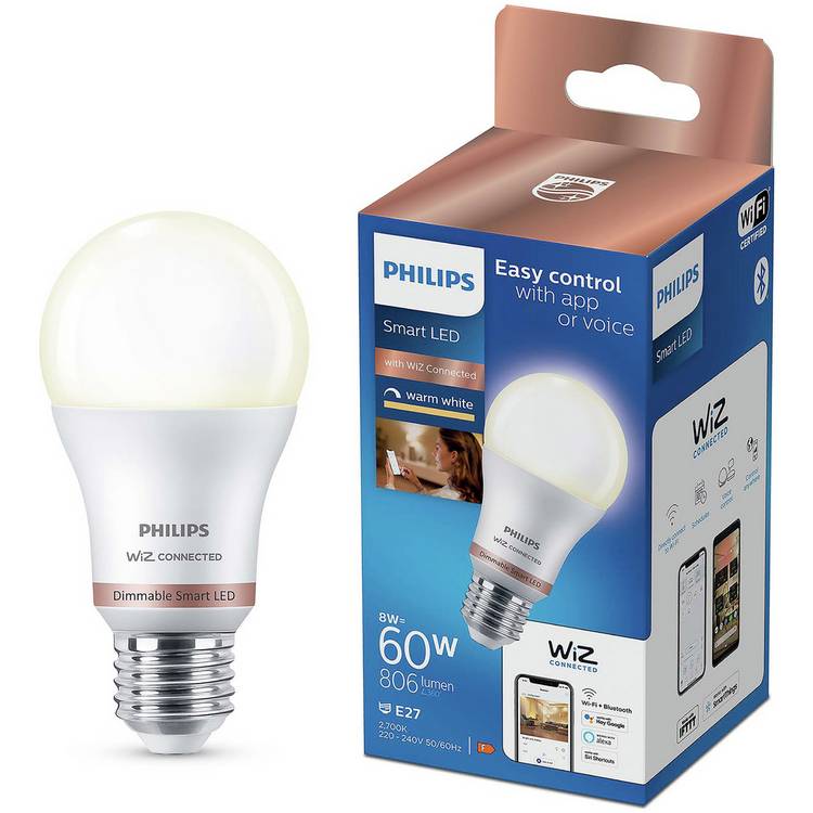 Philips WiZ E27 White Smart LED Wi-Fi Bulb 0