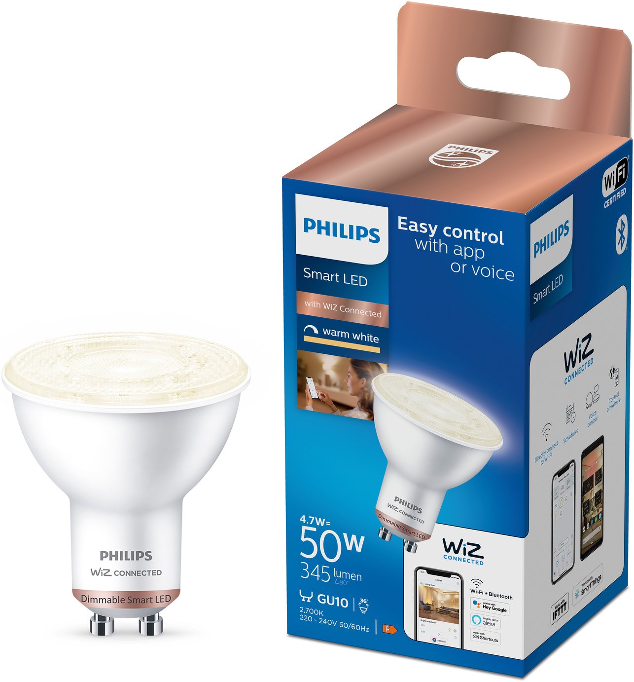 Philips WiZ GU10 White Smart LED Wi-Fi Bulb