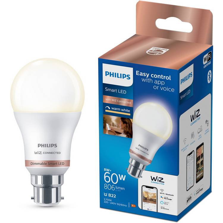 Philips Wiz B22 White Smart LED Wi-Fi Bulb 0