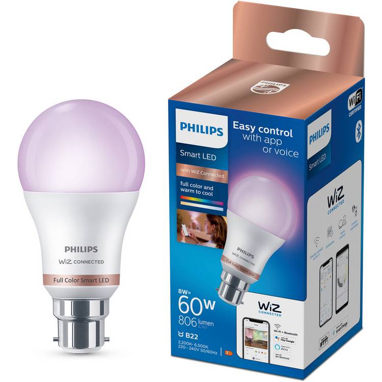 Philips WiZ B22 Colour Smart LED Wi-Fi Bulb 0