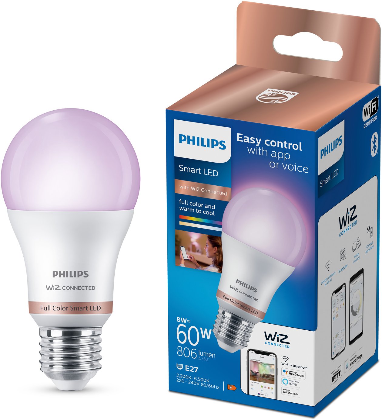 Philips Wiz E27 Colour Smart LED Wi-Fi Bulb