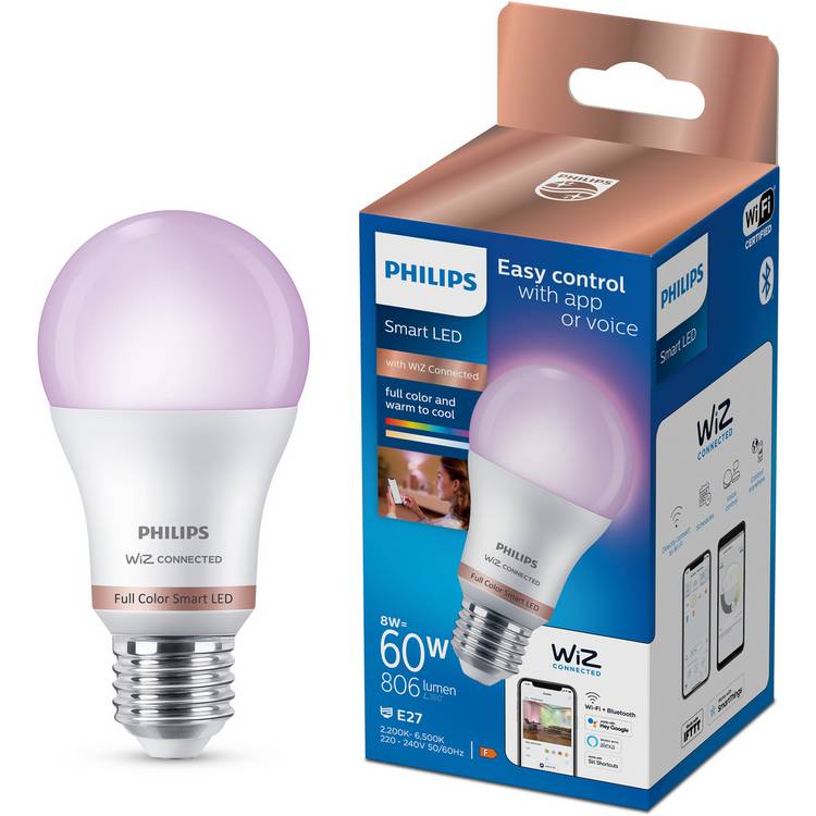 Philips WiZ E27 Colour Smart LED Wi-Fi Bulb 0