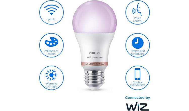 Buy Philips Wiz E27 Colour Smart LED Wi-Fi Bulb, Smart light bulbs