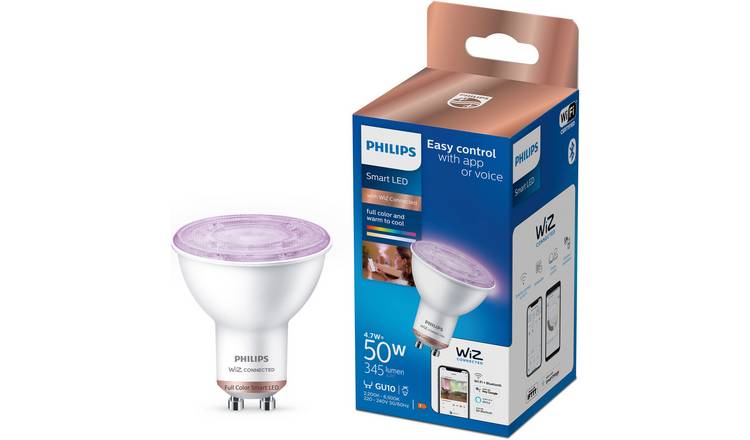 Buy Philips Wiz GU10 Colour Smart LED Wi-Fi Bulb | Smart light bulbs | Argos