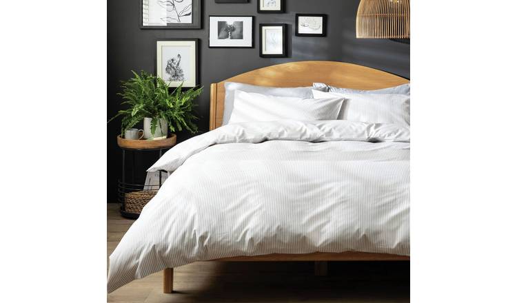 Habitat Stripe White & Grey Bedding Set - Single