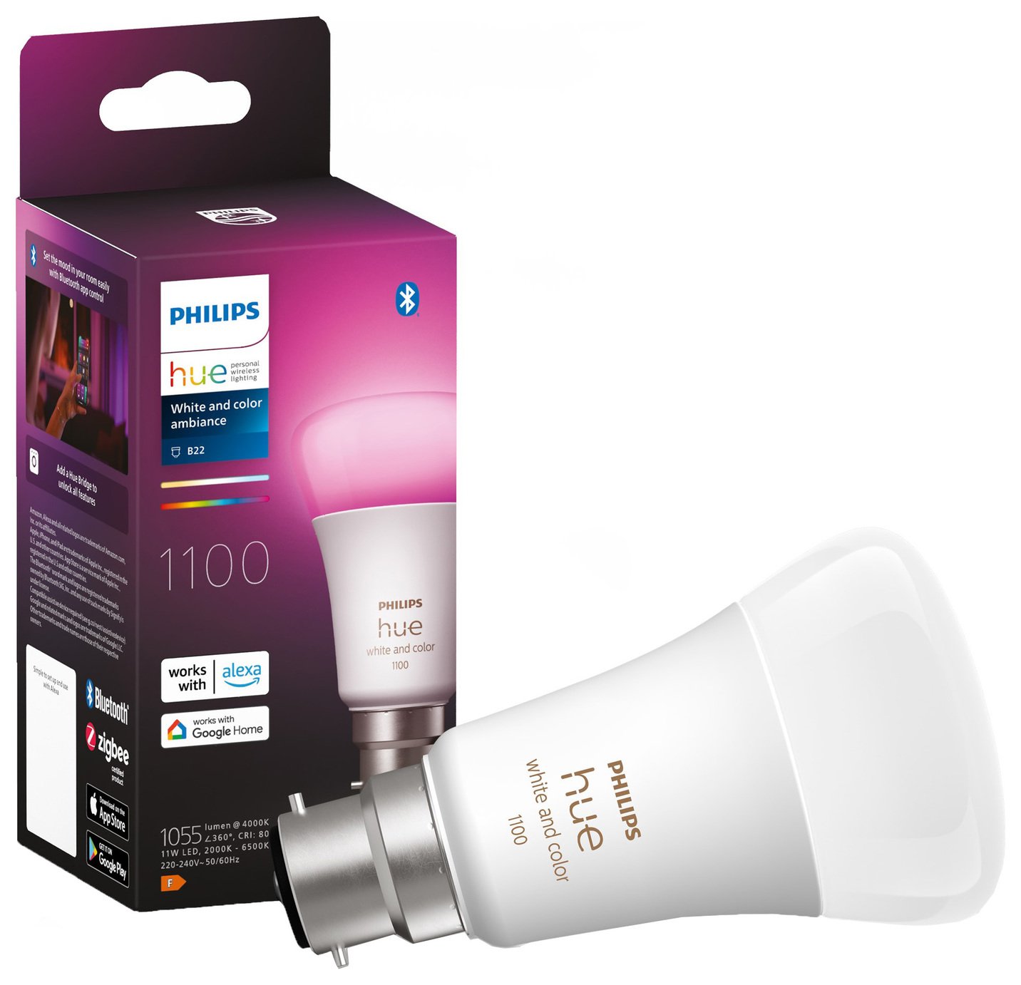 Philips Hue B22 Colour Smart Bulb With Bluetooth