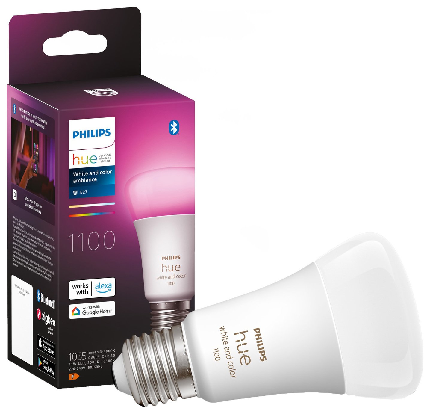 Philips Hue E27 Colour Smart Bulb With Bluetooth