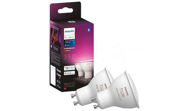 Philips Hue GU10 Colour Smart Bulb With Bluetooth - 2 Pack