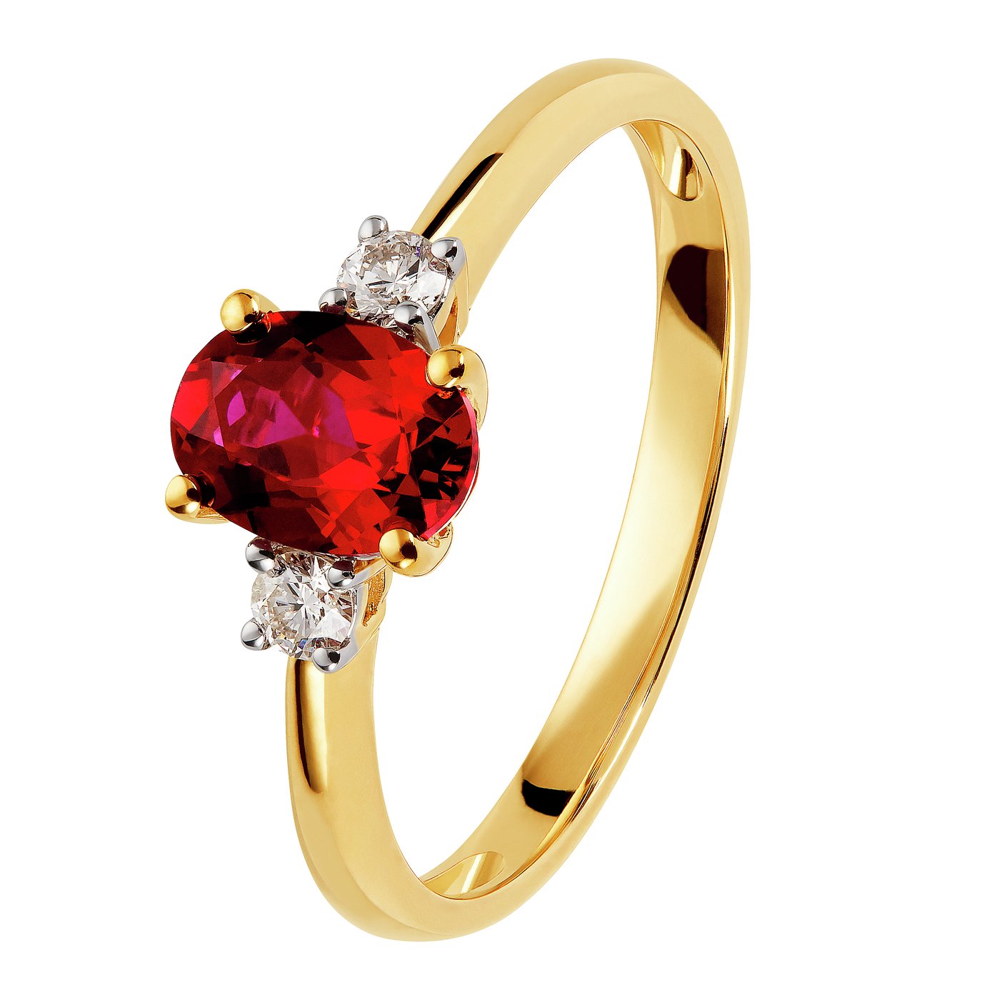 Revere 9ct Gold 0.10ct Diamond and Ruby Engagement Ring - P