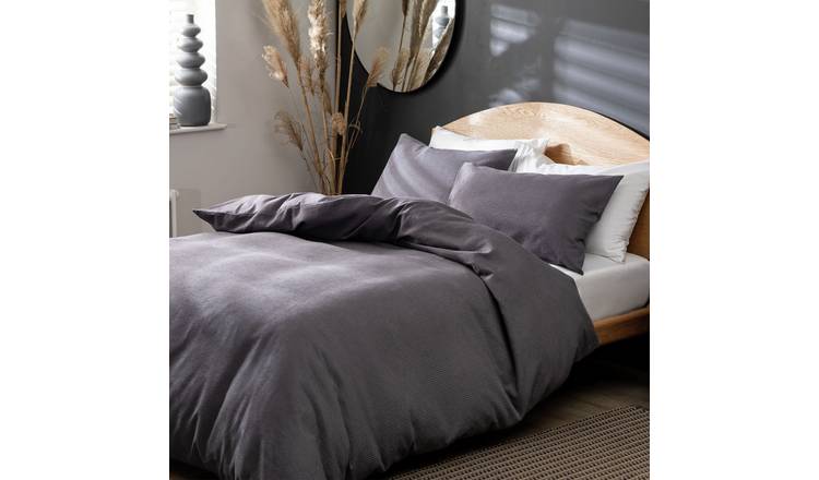 Habitat Cotton Waffle Plain Charcoal Bedding Set - Kingsize