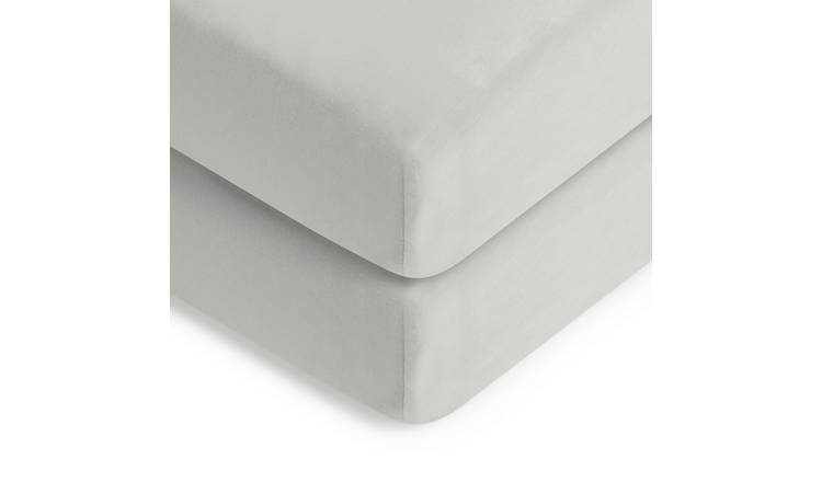 Habitat Kids 2 Pack Cotton Jersey Grey Fitted Sheet - Cot