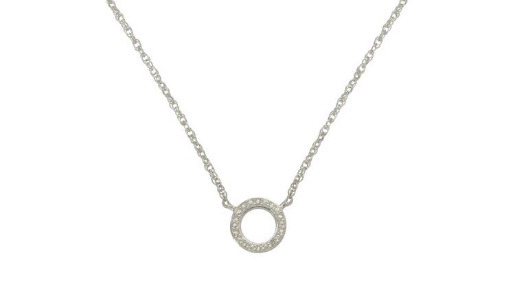 Revere Sterling Silver 0.02ct Diamond Open Pendant Necklace