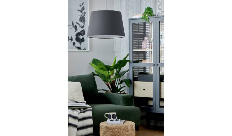 Habitat Grey Textured Easy Fit Tapered Lampshade - 40cm