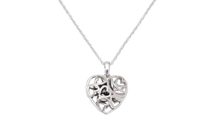 Revere Sterling Silver 1ct Diamond Caged Heart Pendant 