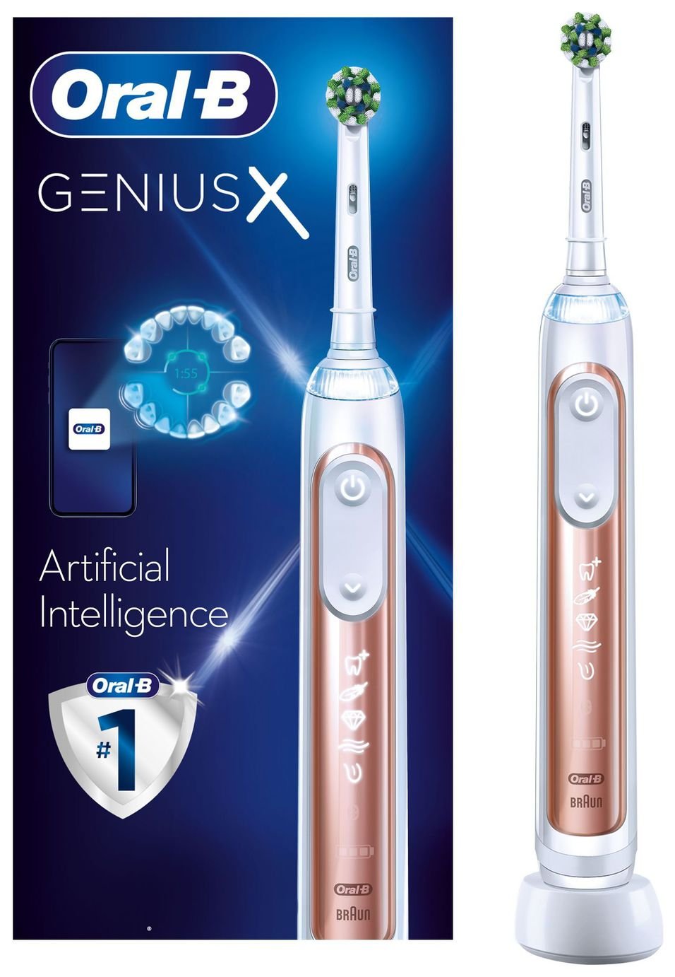 Oral-B Genius X Cross Action Electric Toothbrush - Rose Gold