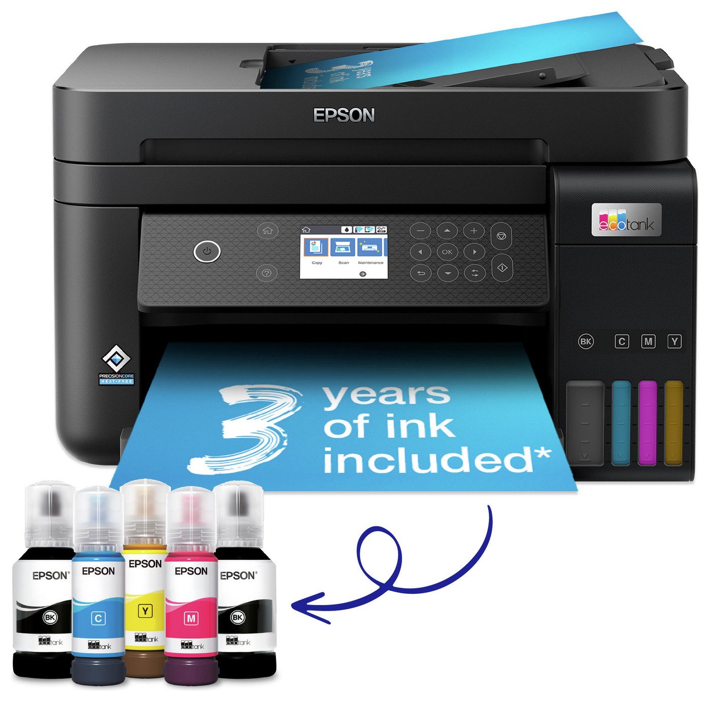 Epson EcoTank ET-3850 Wireless Inkjet Printer