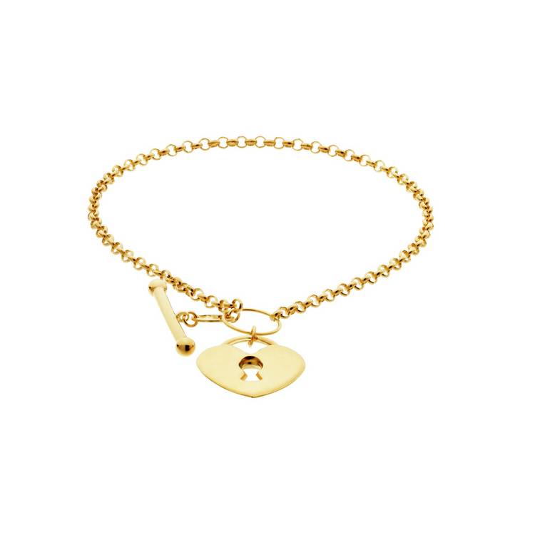 Revere 9ct Yellow Gold Heart Padlock Bracelet 0