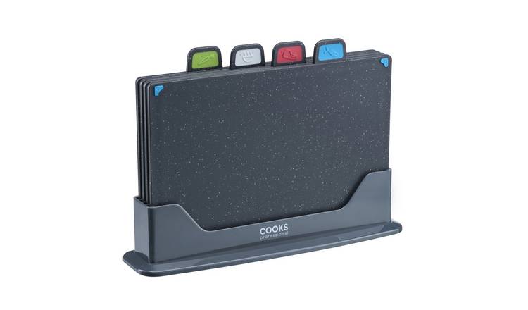 Cooks Professional 4 Piece Index Chopping Board Set - Dark Grey
