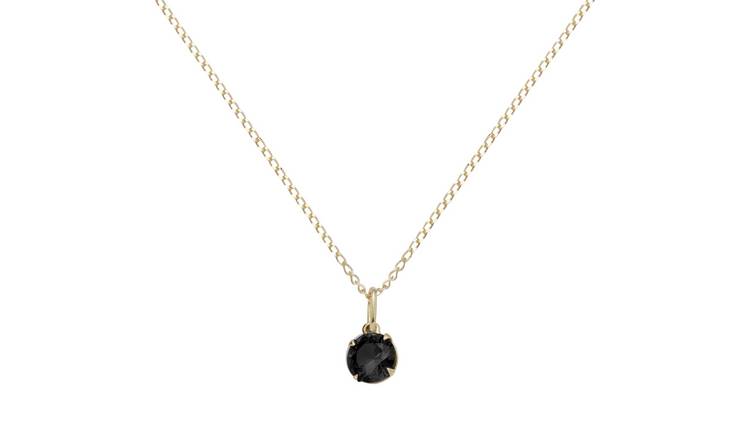 Revere 9ct Gold Black Sapphire Pendant Necklace - September