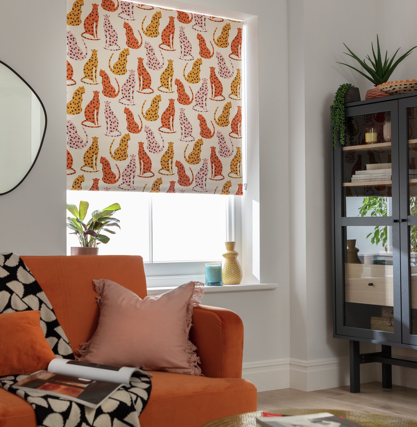 Habitat Cheetah Blackout Roller Blind - Orange - 4ft 