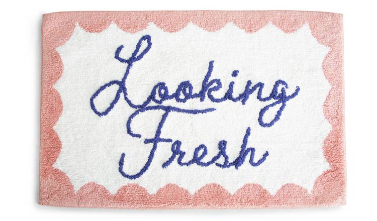 Buy Habitat Cotton Looking Fresh Bath Mat - Blush & White | Bath mats ...