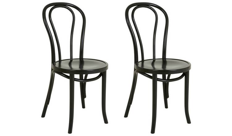 Habitat Larsa Pair of Wood Dining Chairs - Black