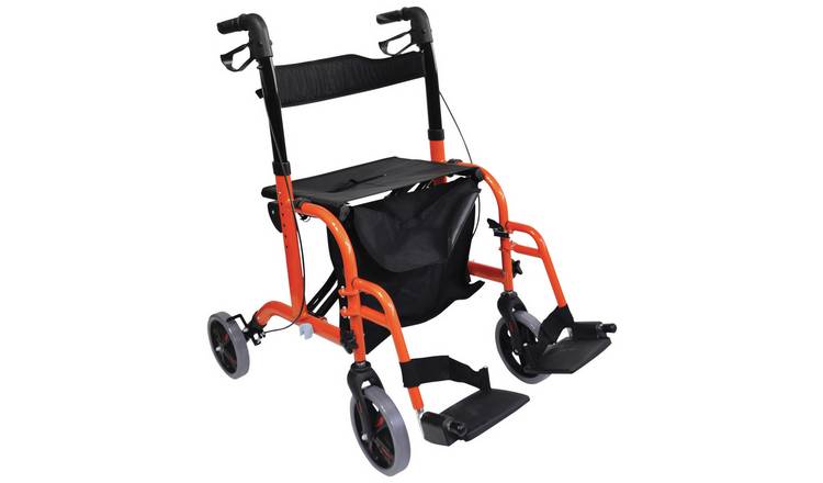 Aidapt Deluxe 2 in 1 Rollator and Transit Chair - Orange