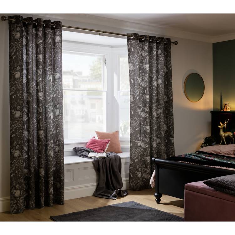 Habitat Forest Print Fully Lined Eyelet Curtains - Grey 0