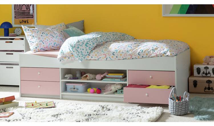 Argos Home Malibu Kids Cabin Bed and Mattress - Pink & White