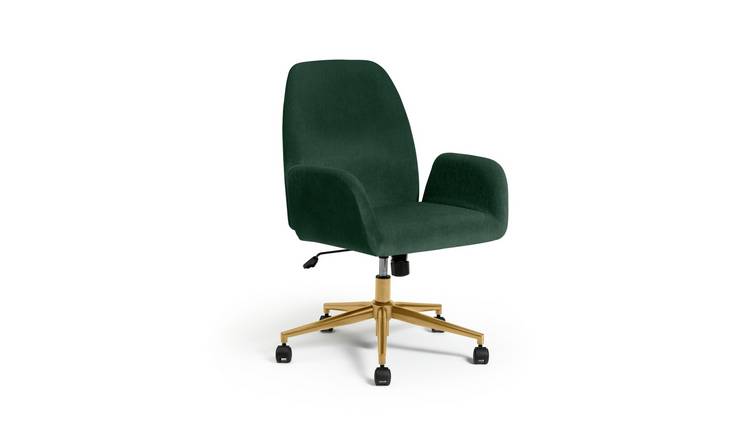 Habitat Clarice Fabric Office Chair - Green and Brass