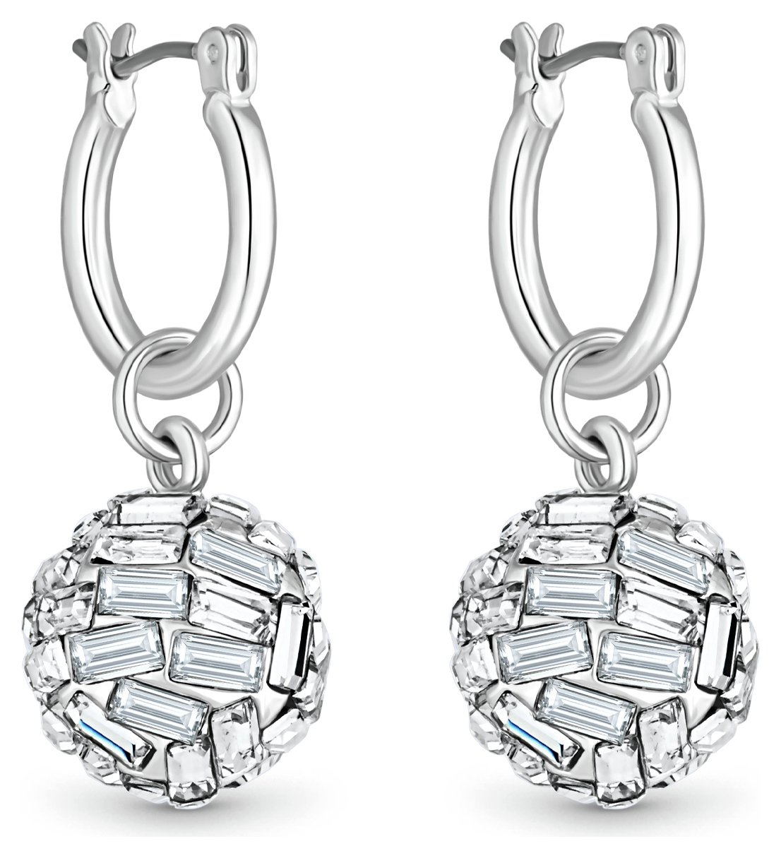 Lipsy Silver Coloured Sphere Glass Hoop Earrings