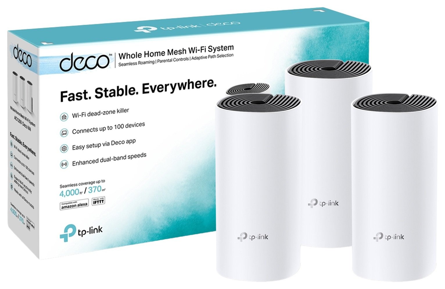 TP-Link Deco M4 AC1200 Whole Home Mesh Wi-Fi System – 3 Pack