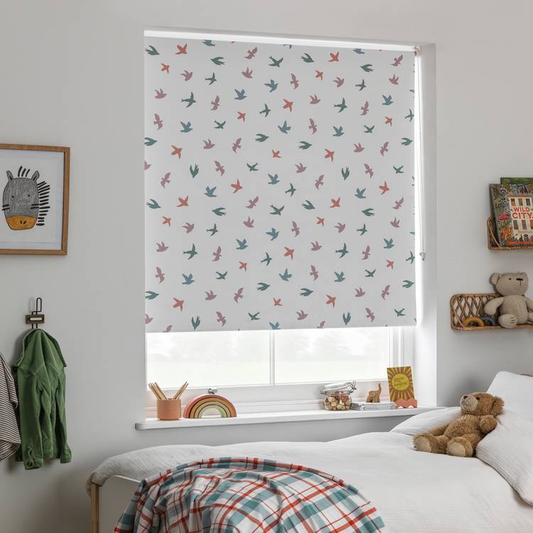 Habitat Bird Print Blackout White Roller Blind - 120cm 0