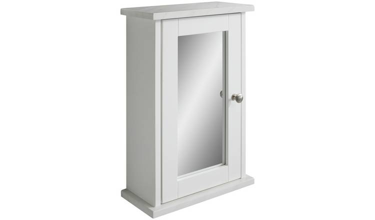 Lloyd Pascal Marble Effect Top Mirrored Wall Cabinet - White